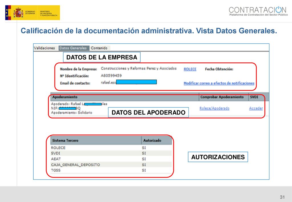 14/06/14 Calificación de la documentación administrativa. Vista Datos Generales. DATOS DE LA EMPRESA.