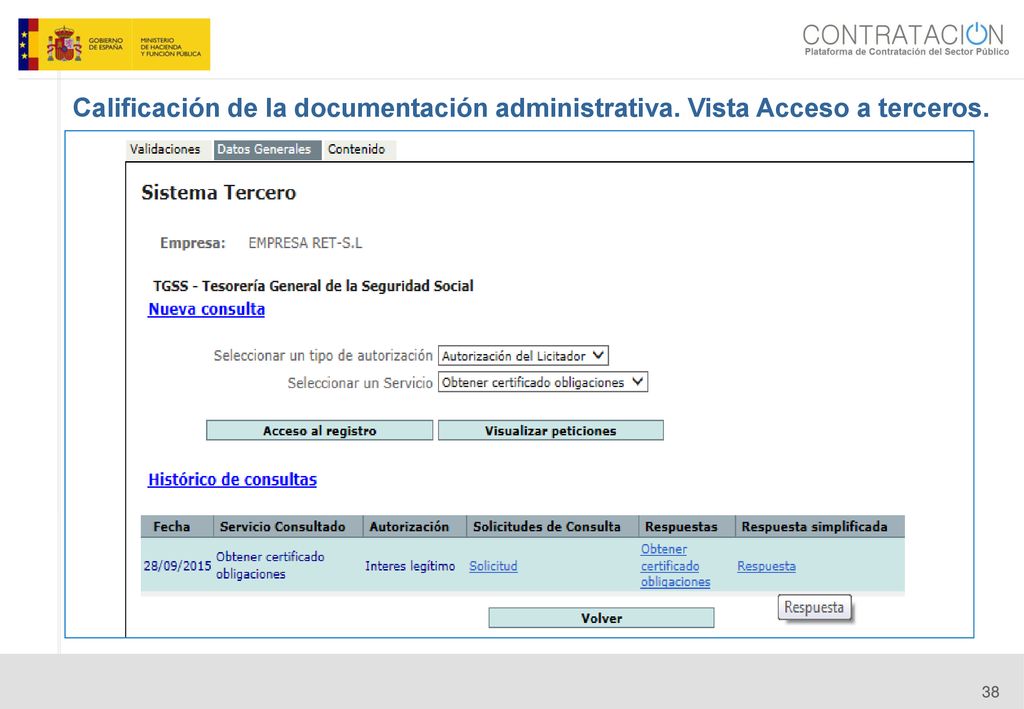 14/06/14 Calificación de la documentación administrativa. Vista Acceso a terceros