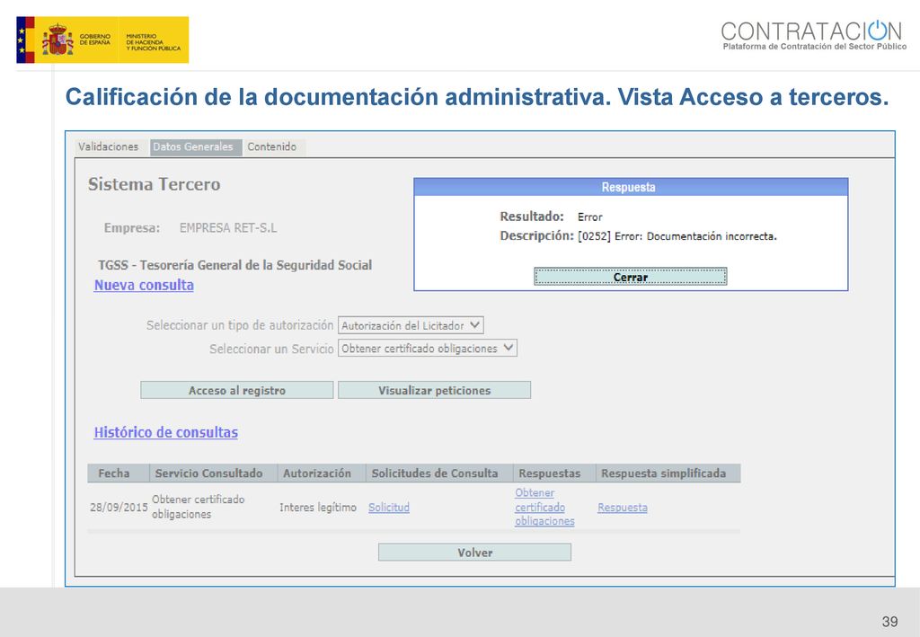 14/06/14 Calificación de la documentación administrativa. Vista Acceso a terceros