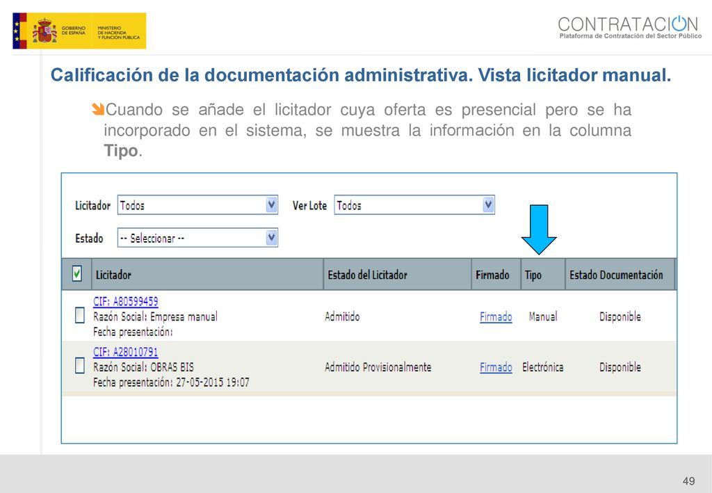 14/06/14 Calificación de la documentación administrativa. Vista licitador manual.