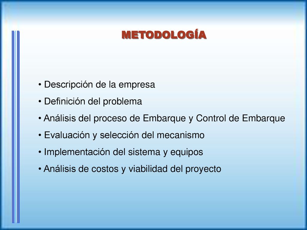 METODOLOGÍA • Descripción de la empresa • Definición del problema