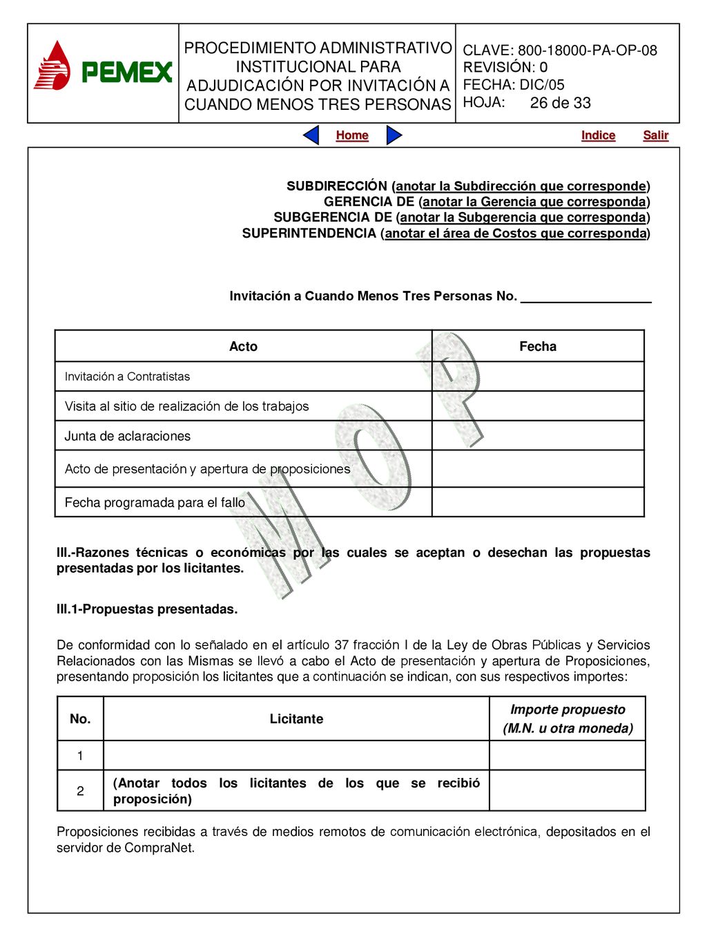 26 de 33 SUBDIRECCIÓN (anotar la Subdirección que corresponde)