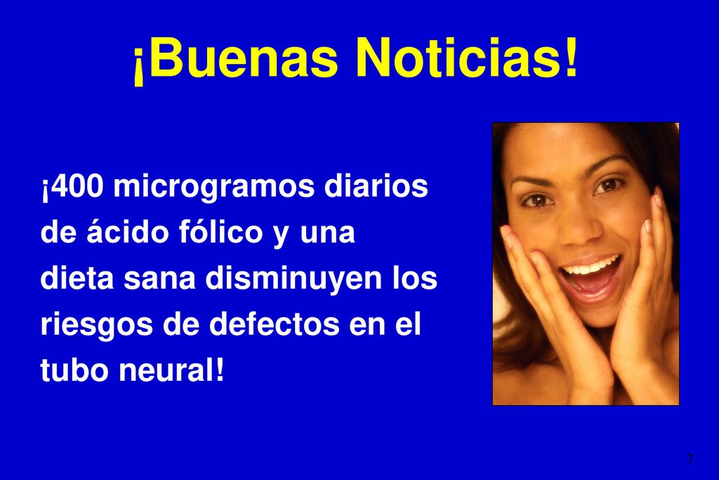 ¡Buenas Noticias! ¡400 microgramos diarios de ácido fólico y una