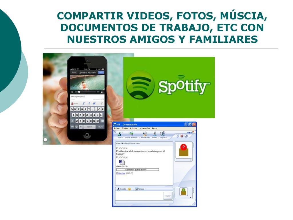 COMPARTIR VIDEOS, FOTOS, MÚSCIA, DOCUMENTOS DE TRABAJO, ETC CON NUESTROS AMIGOS Y FAMILIARES
