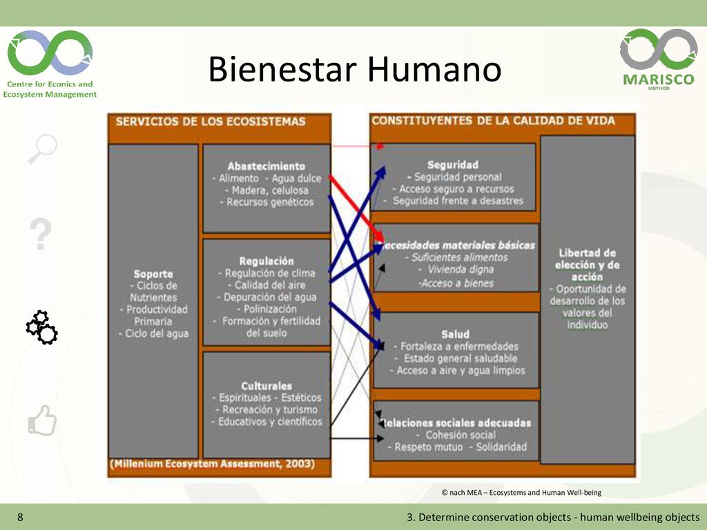 Bienestar Humano   © nach MEA – Ecosystems and Human Well-being.