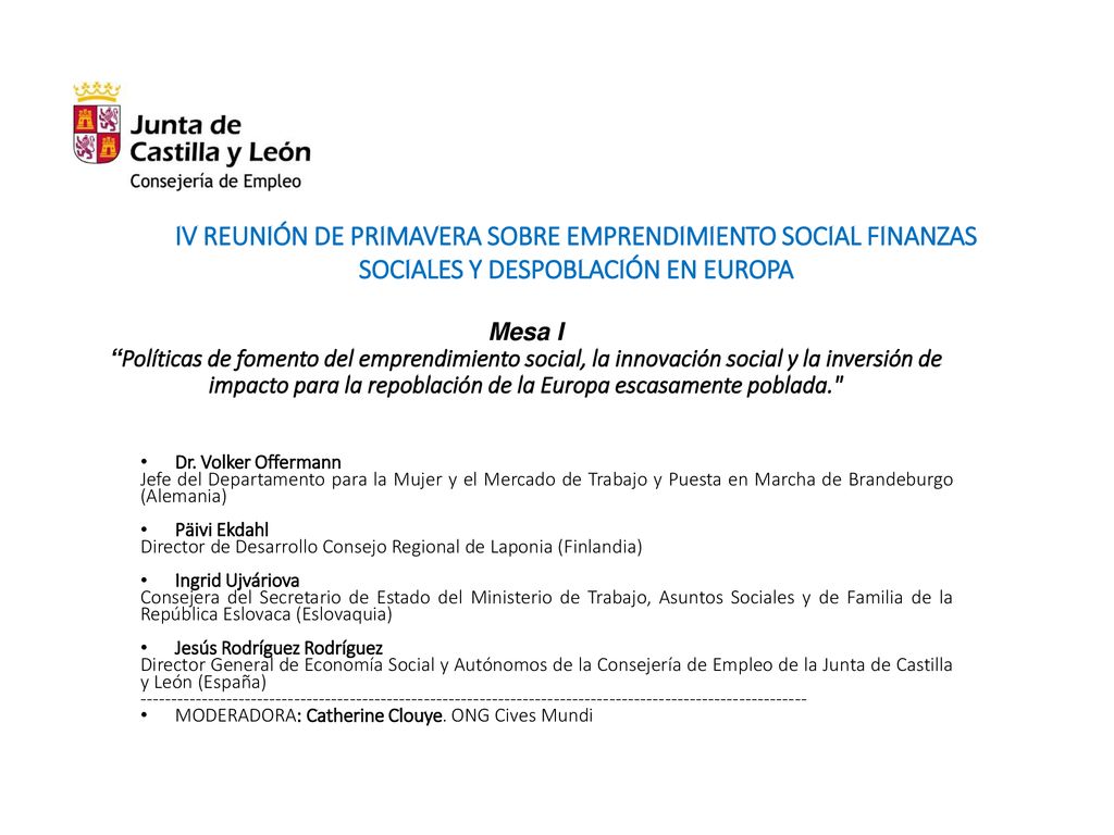IV REUNIÓN DE PRIMAVERA SOBRE EMPRENDIMIENTO SOCIAL FINANZAS SOCIALES Y DESPOBLACIÓN EN EUROPA