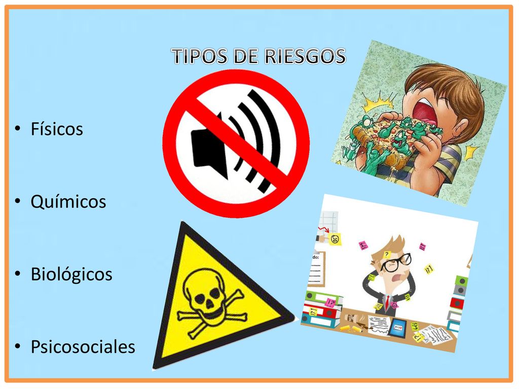 v TIPOS DE RIESGOS Físicos Químicos Biológicos Psicosociales