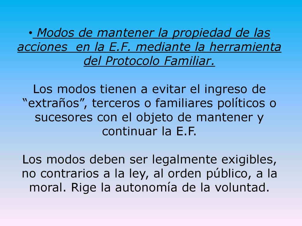 Modos de mantener la propiedad de las acciones en la E. F