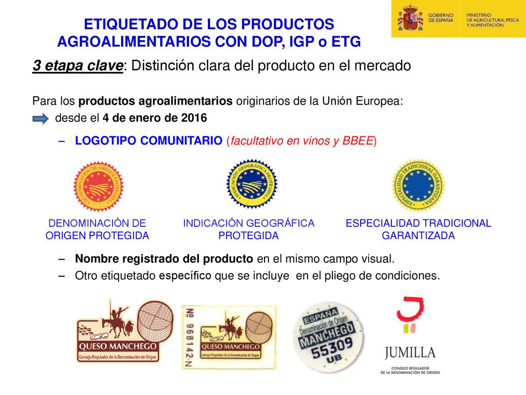 ETIQUETADO DE LOS PRODUCTOS AGROALIMENTARIOS CON DOP, IGP o ETG