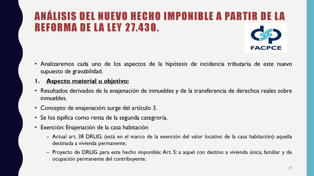 ANÁLISIS DEL NUEVO HECHO IMPONIBLE A PARTIR DE LA REFORMA DE LA LEY 27