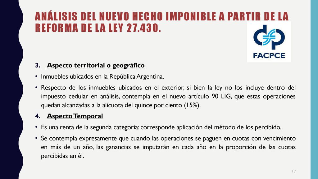 ANÁLISIS DEL NUEVO HECHO IMPONIBLE A PARTIR DE LA REFORMA DE LA LEY 27