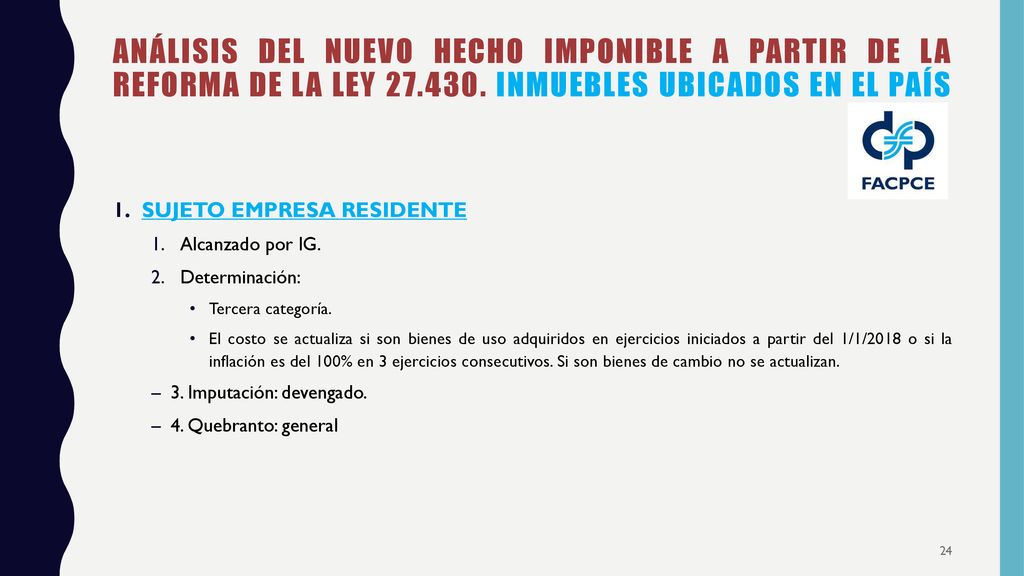 ANÁLISIS DEL NUEVO HECHO IMPONIBLE A PARTIR DE LA REFORMA DE LA LEY 27