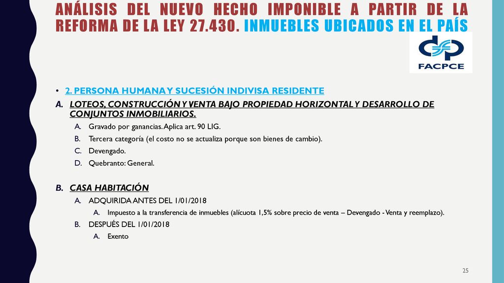 ANÁLISIS DEL NUEVO HECHO IMPONIBLE A PARTIR DE LA REFORMA DE LA LEY 27