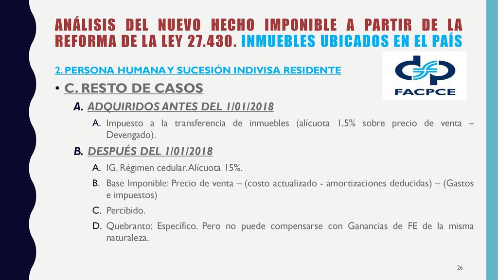 ANÁLISIS DEL NUEVO HECHO IMPONIBLE A PARTIR DE LA REFORMA DE LA LEY 27