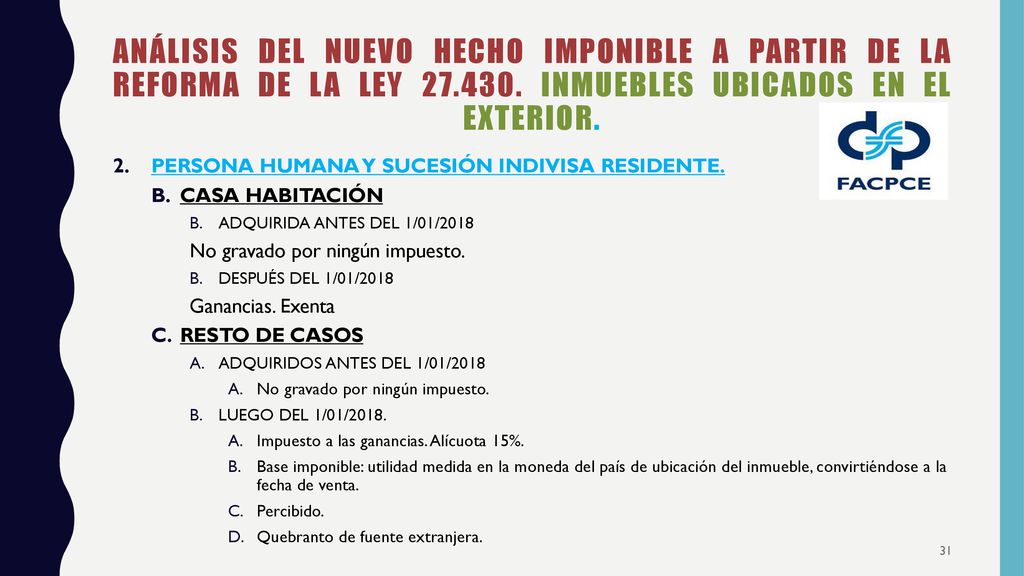 ANÁLISIS DEL NUEVO HECHO IMPONIBLE A PARTIR DE LA REFORMA DE LA LEY 27