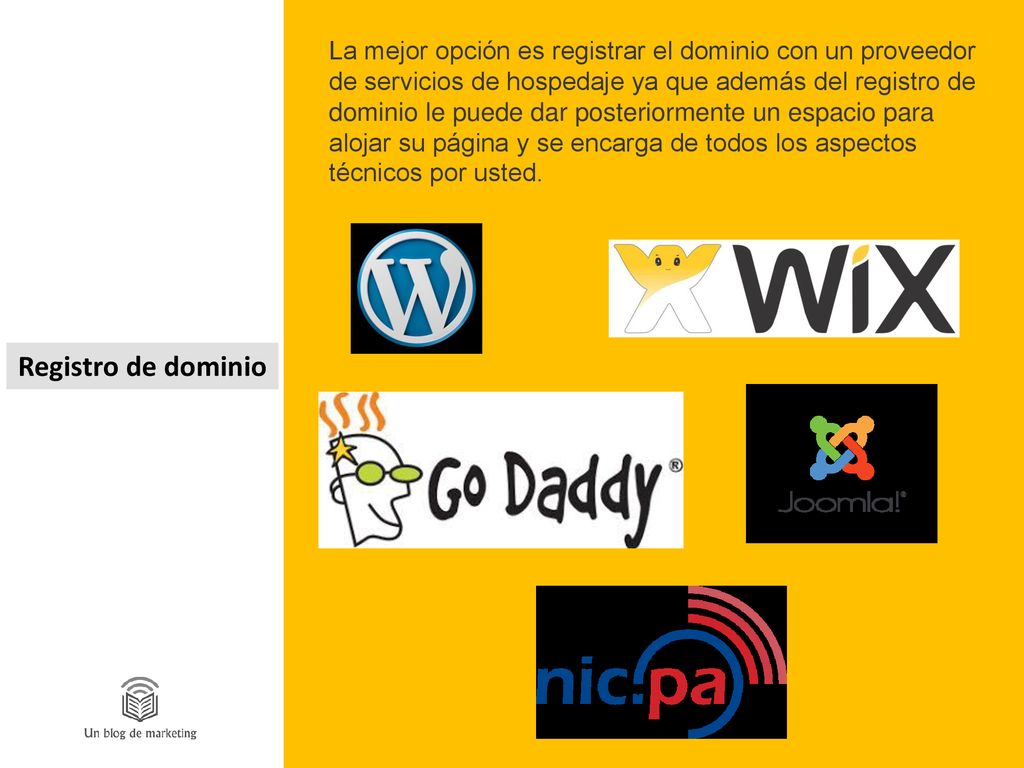 La mejor opción es registrar el dominio con un proveedor de servicios de hospedaje ya que además del registro de dominio le puede dar posteriormente un espacio para alojar su página y se encarga de todos los aspectos técnicos por usted.