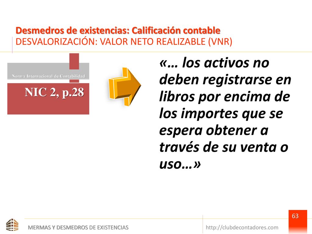 Desmedros de existencias: Calificación contable DESVALORIZACIÓN: VALOR NETO REALIZABLE (VNR)