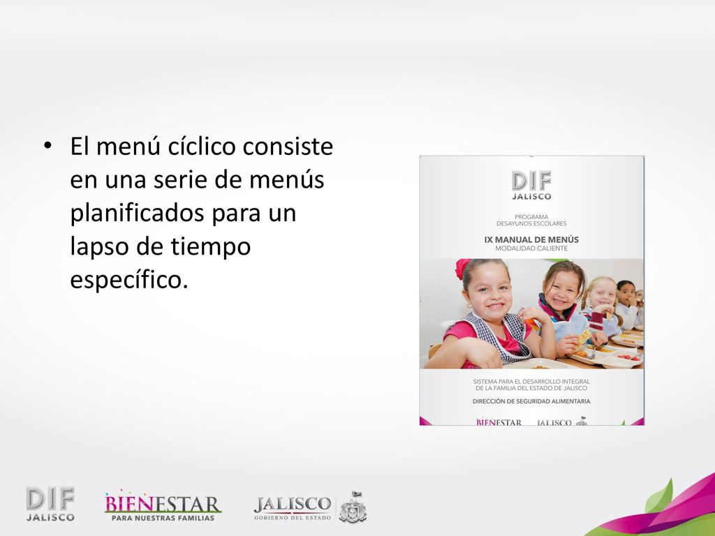 El menú cíclico consiste en una serie de menús planificados para un lapso de tiempo específico.