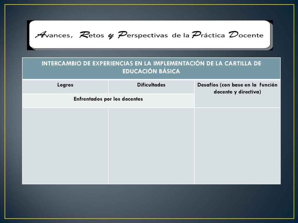INTERCAMBIO DE EXPERIENCIAS EN LA IMPLEMENTACIÓN DE LA CARTILLA DE EDUCACIÓN BÁSICA