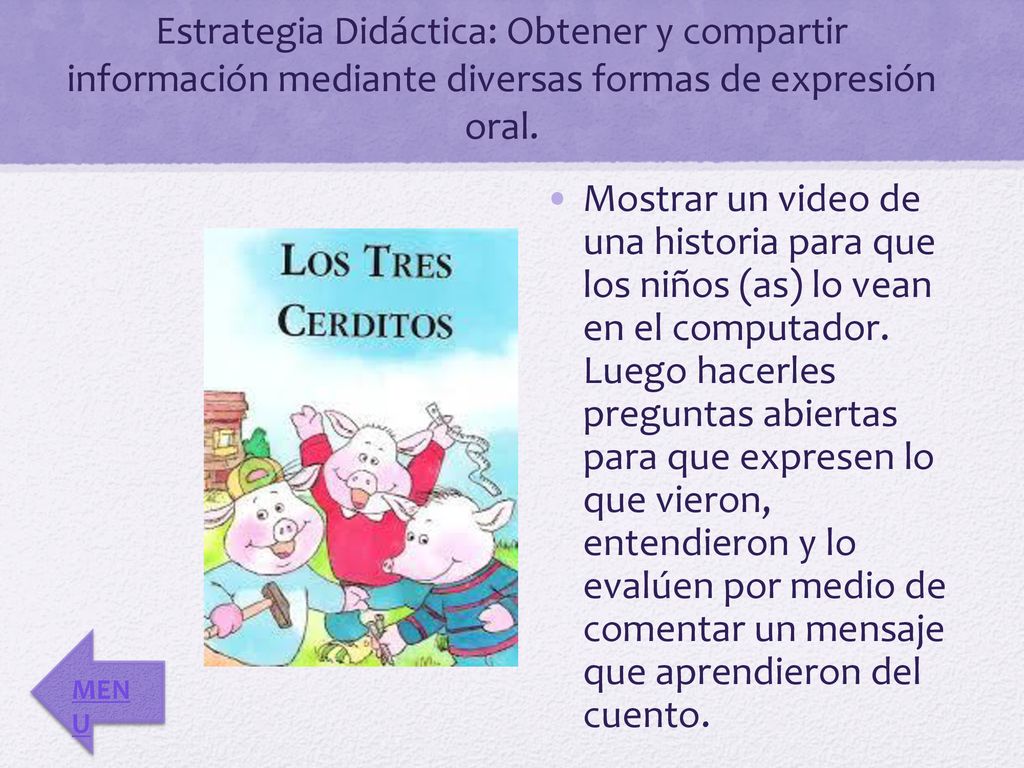 Estrategia Didáctica: Obtener y compartir información mediante diversas formas de expresión oral.
