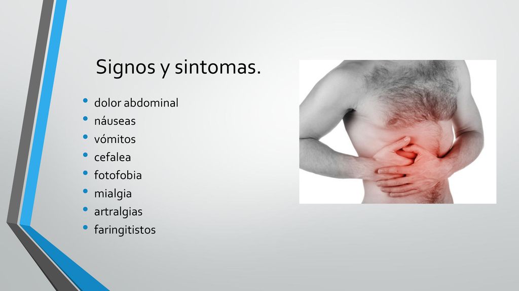 Signos y sintomas. dolor abdominal náuseas vómitos cefalea fotofobia