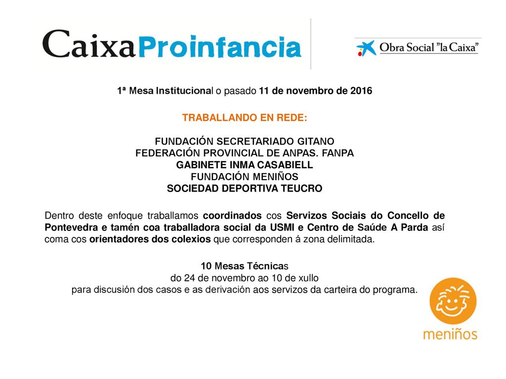 1ª Mesa Institucional o pasado 11 de novembro de 2016