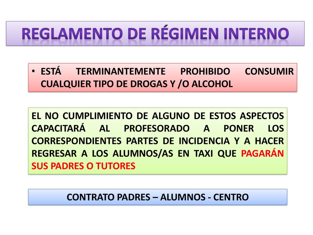 REGLAMENTO DE RÉGIMEN INTERNO CONTRATO PADRES – ALUMNOS - CENTRO