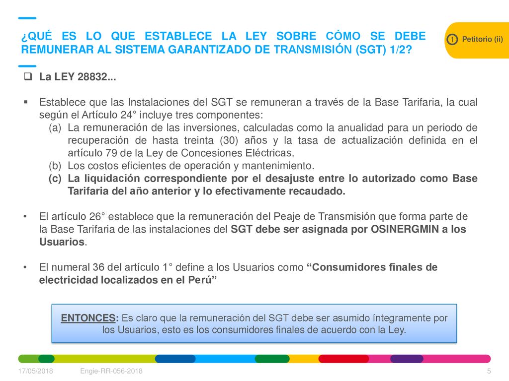 ¿QUÉ ES LO QUE ESTABLECE LA LEY SOBRE CÓMO SE DEBE REMUNERAR AL SISTEMA GARANTIZADO DE TRANSMISIÓN (SGT) 1/2