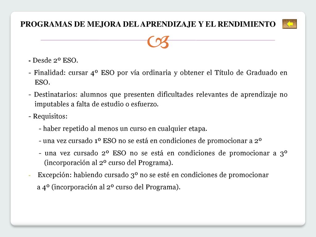  PROGRAMAS DE MEJORA DEL APRENDIZAJE Y EL RENDIMIENTO - Desde 2º ESO.