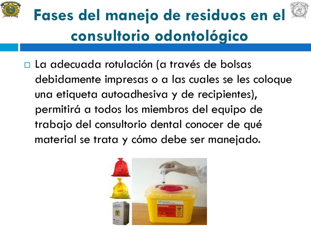Fases del manejo de residuos en el consultorio odontológico