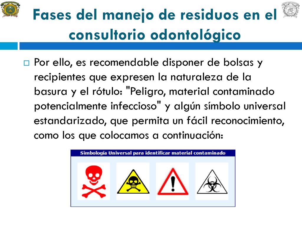 Fases del manejo de residuos en el consultorio odontológico