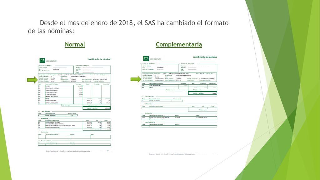 Desde el mes de enero de 2018, el SAS ha cambiado el formato de las nóminas: