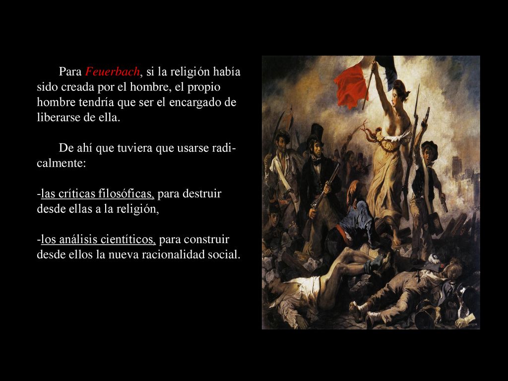 Para Feuerbach, si la religión había sido creada por el hombre, el propio hombre tendría que ser el encargado de liberarse de ella.