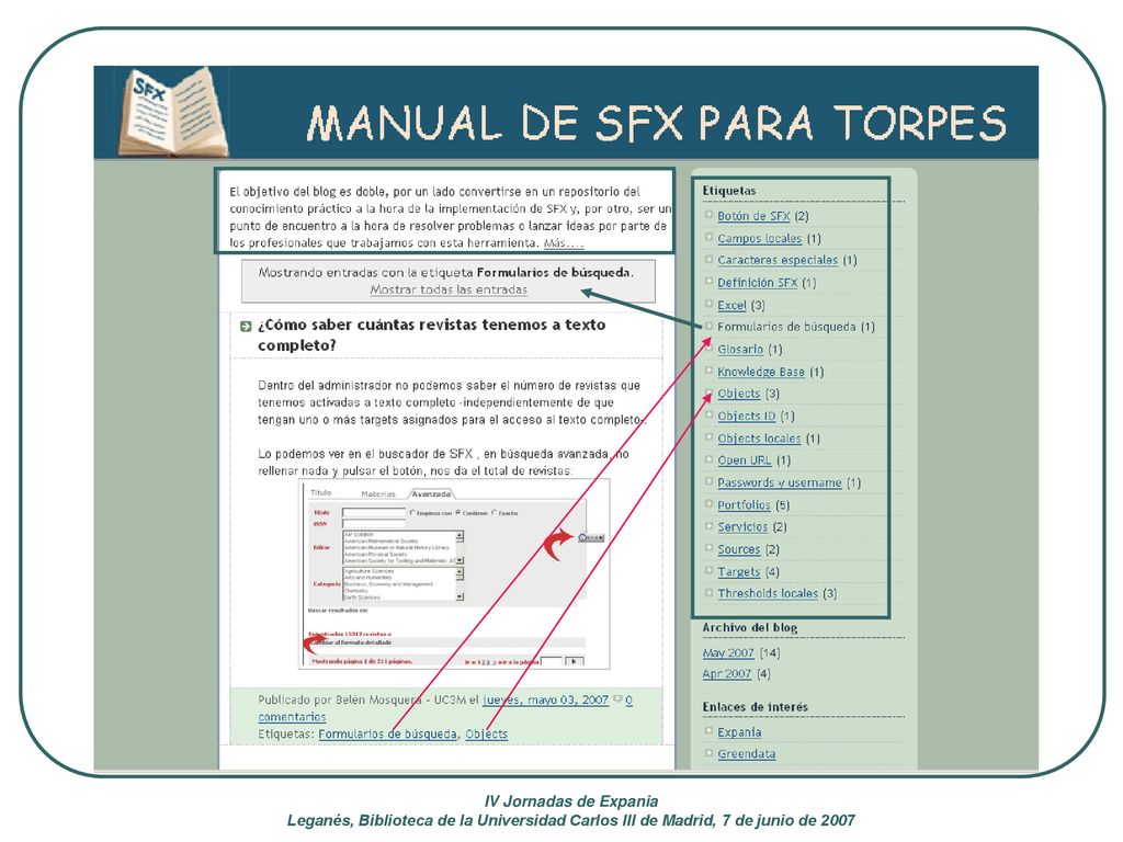 IV Jornadas de Expania Leganés, Biblioteca de la Universidad Carlos III de Madrid, 7 de junio de