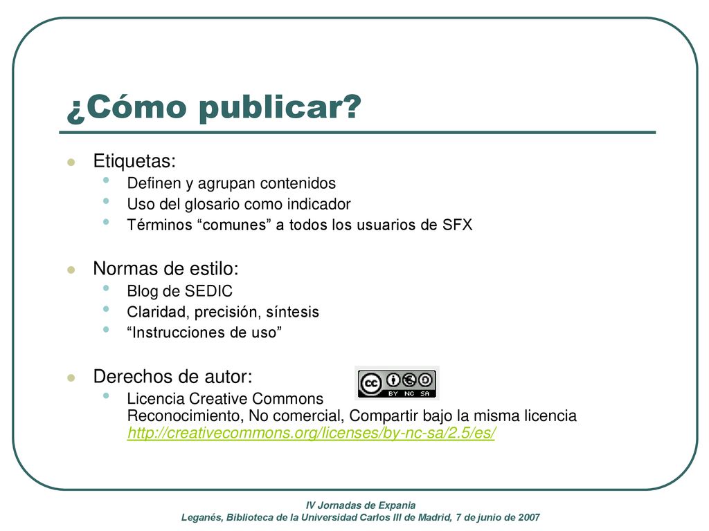 ¿Cómo publicar Etiquetas: Normas de estilo: Derechos de autor: