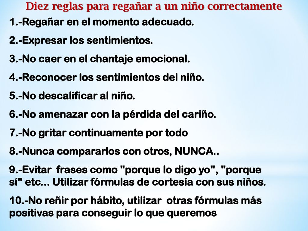 Diez reglas para regañar a un niño correctamente