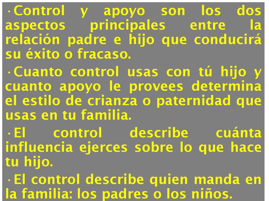 Control y apoyo son los dos aspectos principales entre la relación padre e hijo que conducirá su éxito o fracaso.