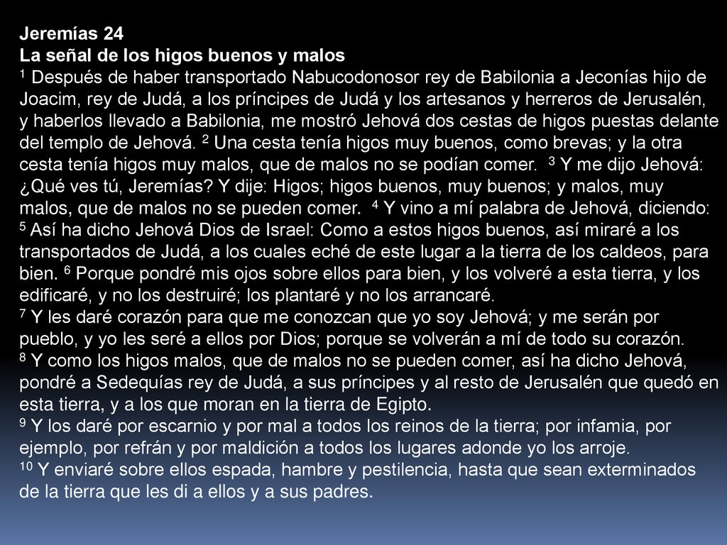 Jeremías 24 La señal de los higos buenos y malos.
