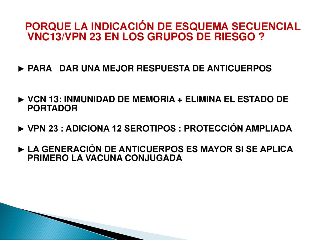 PORQUE LA INDICACIÓN DE ESQUEMA SECUENCIAL VNC13/VPN 23 EN LOS GRUPOS DE RIESGO
