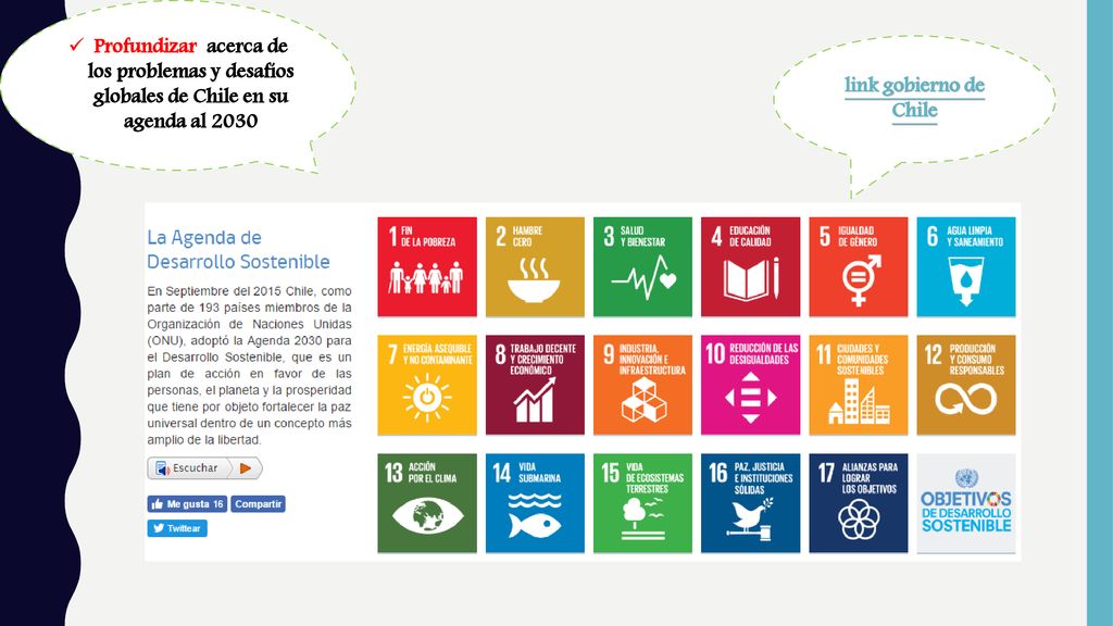 Profundizar acerca de los problemas y desafíos globales de Chile en su agenda al 2030