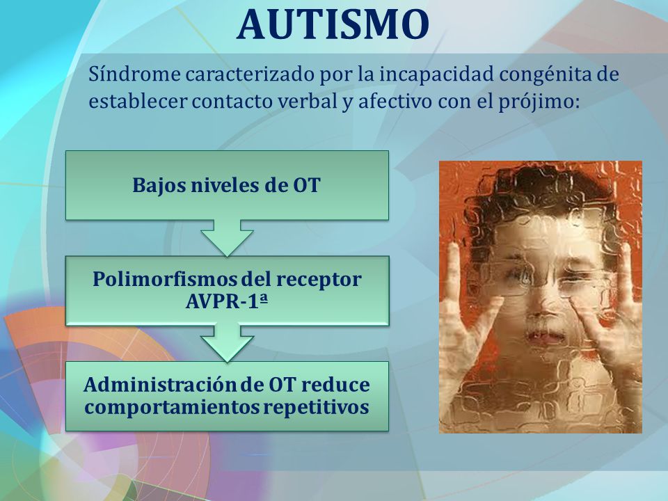 AUTISMO Síndrome caracterizado por la incapacidad congénita de establecer contacto verbal y afectivo con el prójimo: