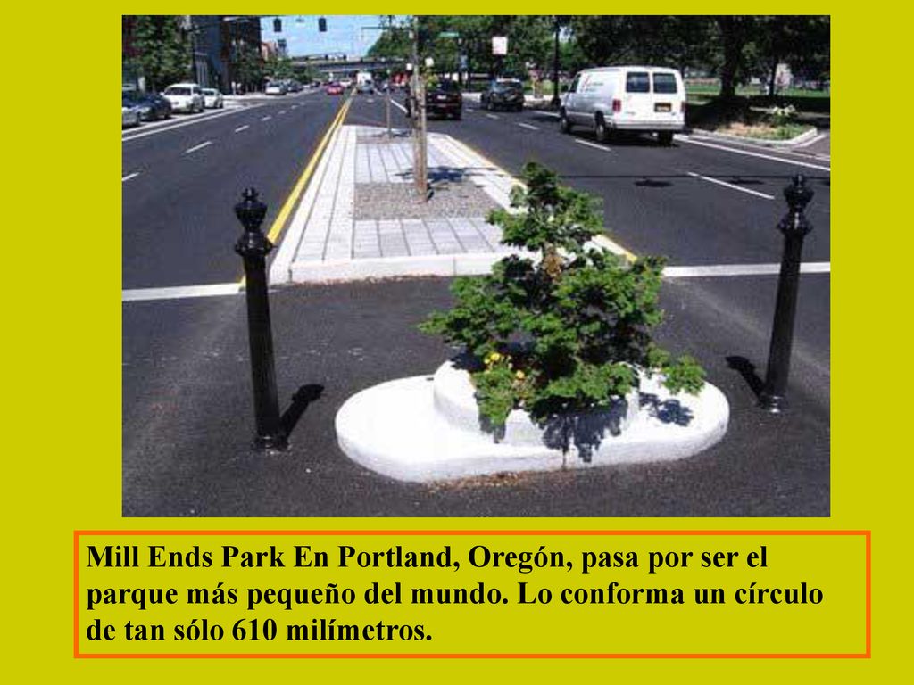 Mill Ends Park En Portland, Oregón, pasa por ser el parque más pequeño del mundo.