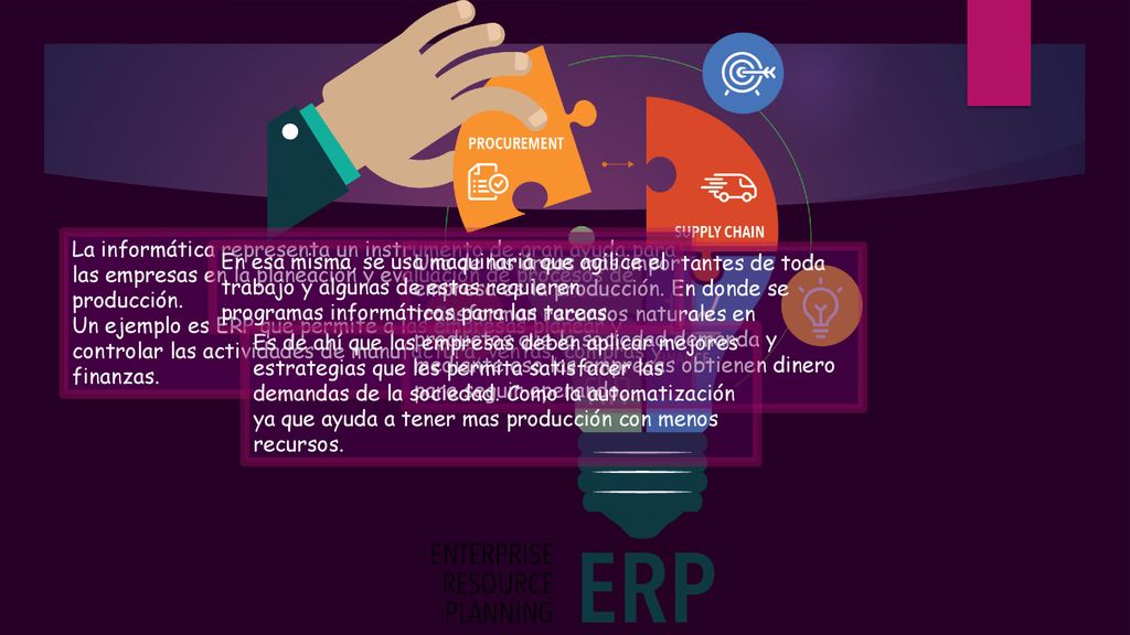 La informática representa un instrumento de gran ayuda para las empresas en la planeación y evaluación de procesos de producción.