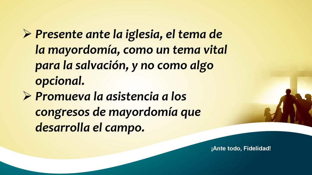 Presente ante la iglesia, el tema de la mayordomía, como un tema vital para la salvación, y no como algo opcional.