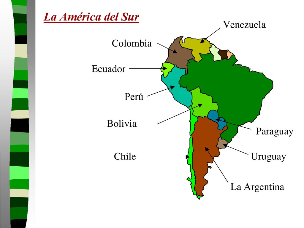 La América del Sur Venezuela Colombia Ecuador Perú Bolivia Paraguay