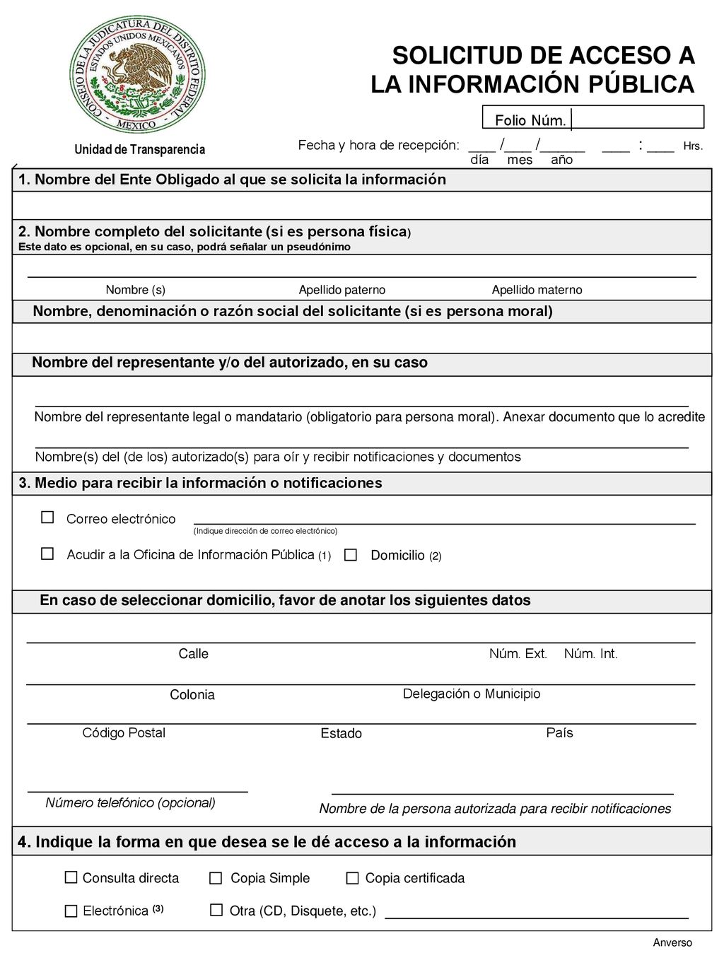 1. Nombre del Ente Obligado al que se solicita la información