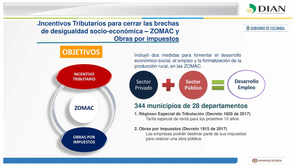 Incentivos Tributarios para cerrar las brechas de desigualdad socio-económica – ZOMAC y Obras por impuestos