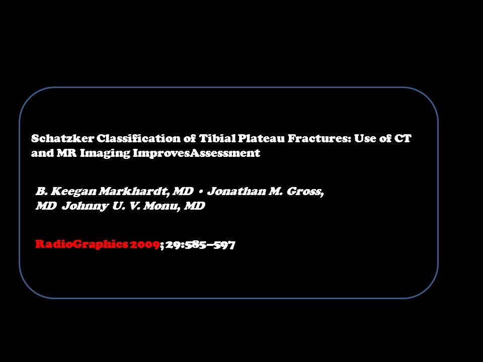 Schatzker Classification of Tibial Plateau Fractures: Use of CT and MR Imaging ImprovesAssessment