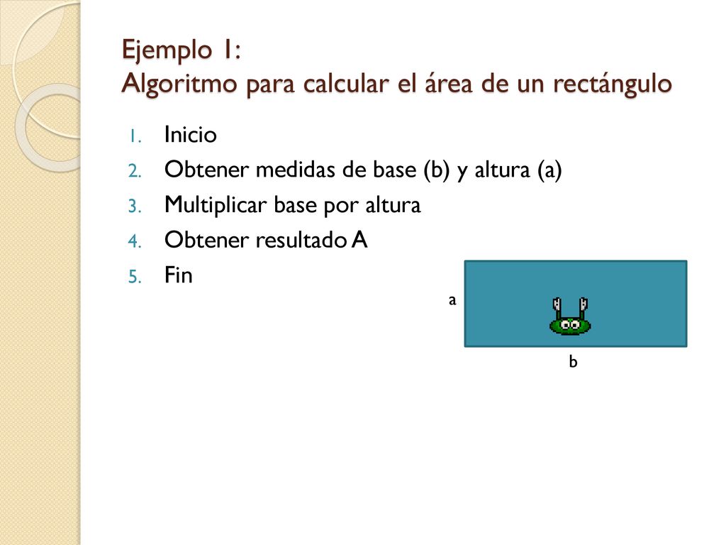 Ejemplo 1: Algoritmo para calcular el área de un rectángulo