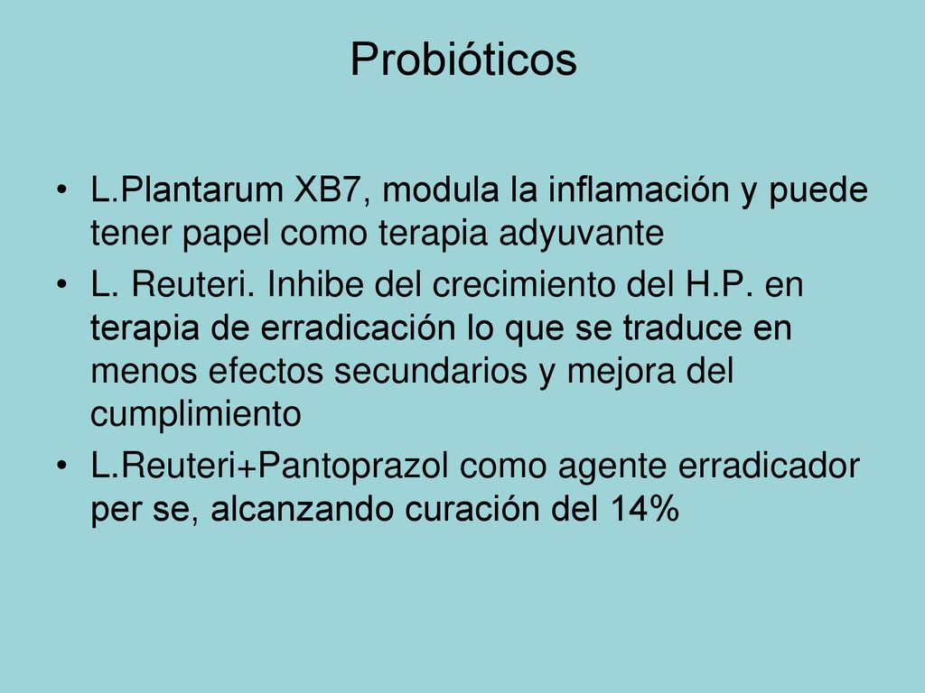 Probióticos L.Plantarum XB7, modula la inflamación y puede tener papel como terapia adyuvante.